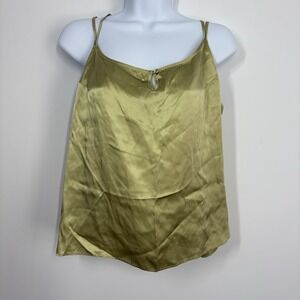 Tommy Bahama Womens Keyhole Cami Top Size L Green 100% Silk Tropical Vacation